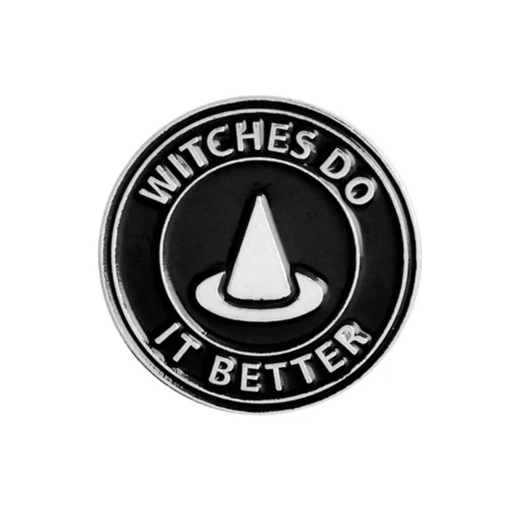 Gothic Punk “Witches Do It Better” Witch Hat Witchcraft Metal Enamel Pin Brooch - Picture 1 of 9